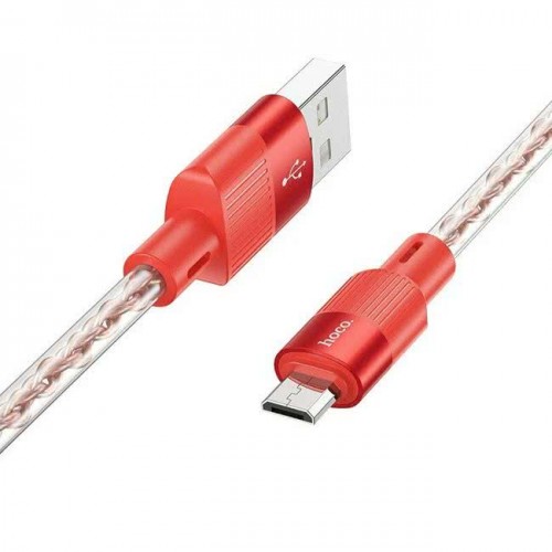 Кабель USB - микро USB HOCO X99 Crystal, 1.0м, 2.4А, цвет: красны