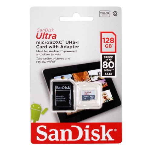 Карта памяти SanDisk 128GB Class 10 Ultra Android UHS-I (80 Mb/s)