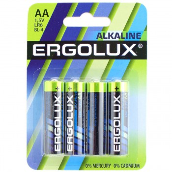 Элемент питания Ergolux LR6 Alkaline 4BL (LR6 BL-4, 1.5В) (40) (720) (цена за 1 шт (не блистер) (Код: УТ000004072)