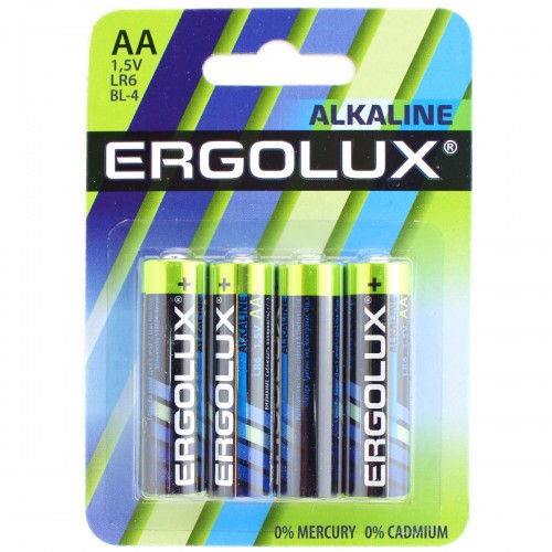 Элемент питания Ergolux LR6 Alkaline 4BL (LR6 BL-4, 1.5В) (40) (7...