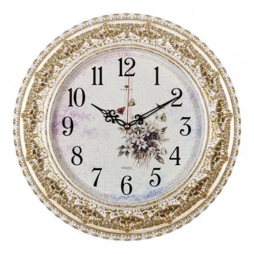 Часы настенные Рубин 3825-003 (5) круг d=38см, корпус белый с зол