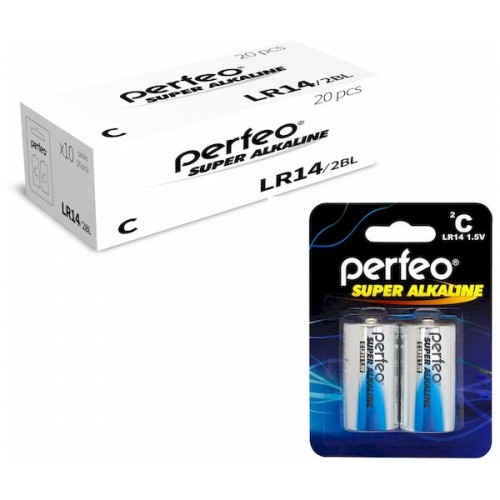 Элемент питания Perfeo LR14 2BL Super Alkaline (2/20) (цена за 1 ...