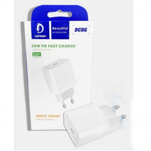 Зарядное устройство Denmen DC06 Power Adapter USB-C PD20W (3.0A) 