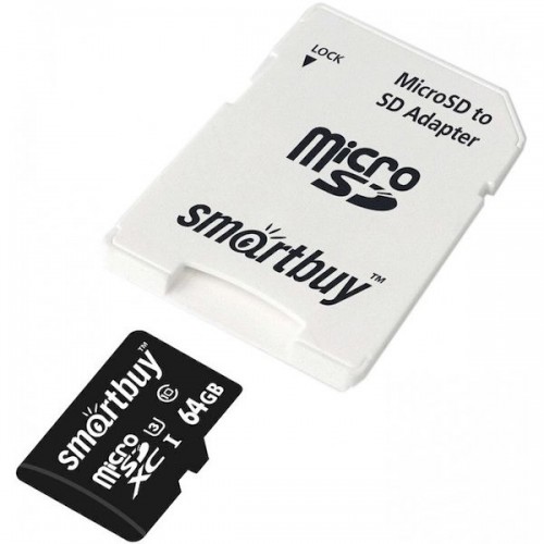 Карта памяти Smartbuy 64GB Class 10 UHS-I + SD адаптер