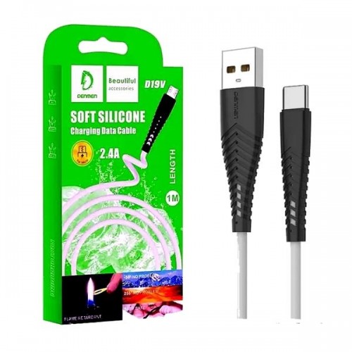 Кабель Denmen D19V Soft Silicone USB Micro (1м/2.4A) Черный (Код:...