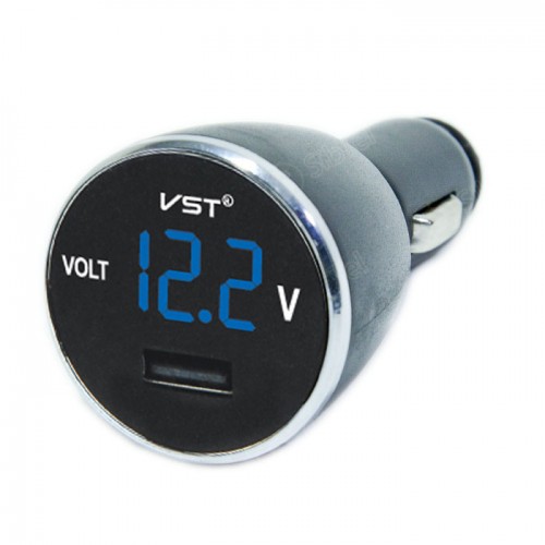 Вольтметр VST-707V (2.1A, 1USB, 12V/24V) + volt blue