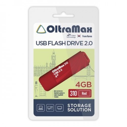 USB флэш-накопитель OltraMax 4GB 310 Red 2.0 (Код: УТ000035426)