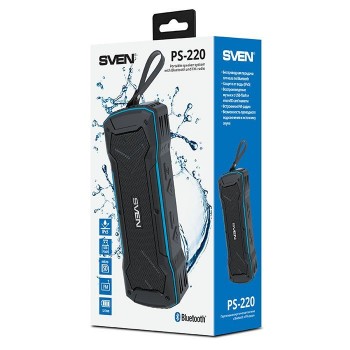 Портативная колонка 2.0  Sven PS-220 10W, черный/синий, Bluetooth, miniJack 3.5, USB, Пластик (SV-016470) (Код: УТ000015112)