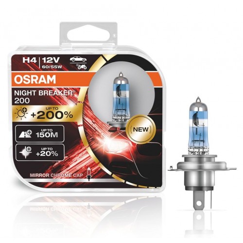 Галогеновая лампа Osram H4 (60/55W 12V) Night Breaker +200% (Duob