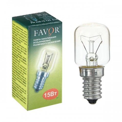 Лампа накаливания Favor  Е14, 15 Вт, 230 В, 10 pcs для холодильни...