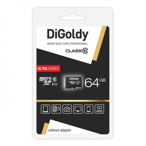 Карта памяти DiGoldy 64GB microSDXC Class10 UHS-1 без адаптера SD...