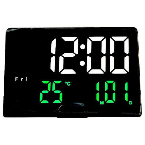 Электронные часы DS- X-6627/4 (белый+ярко-зеленый) настольные+дат...