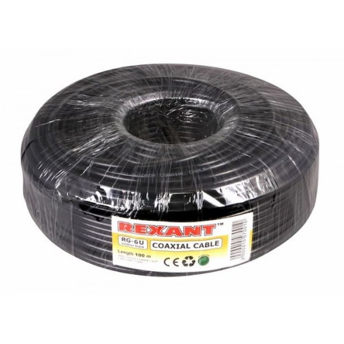 Коаксиальный кабель REXANT RG-6U, 75 Ом, CCS/Al/Al, 64%, бухта 10