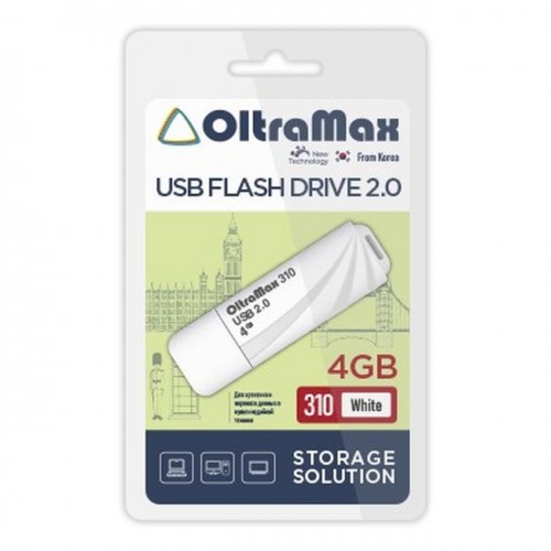 USB флэш-накопитель OltraMax 4GB 310 White 2.0 (Код: УТ000034606)
