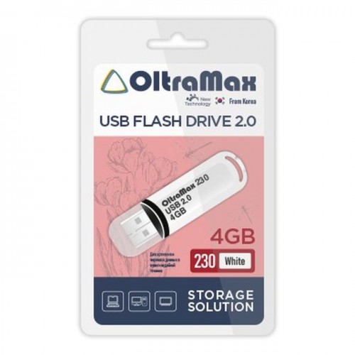 USB флэш-накопитель OltraMax 4GB 230 White (Код: УТ000034604)