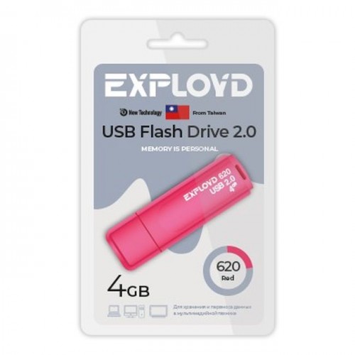 USB флэш-накопитель Exployd 4GB 620 Red 2.0 (Код: УТ000035476)