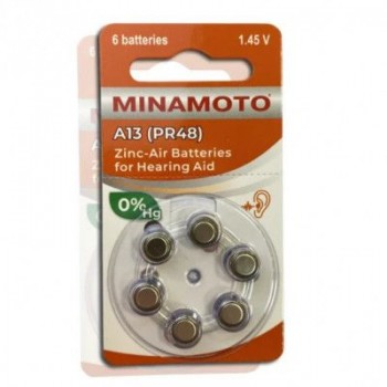 Элемент питания Minamoto ZA13 6BL Zinc Air 1.45V (6/60/600) (Код: УТ000012748)
