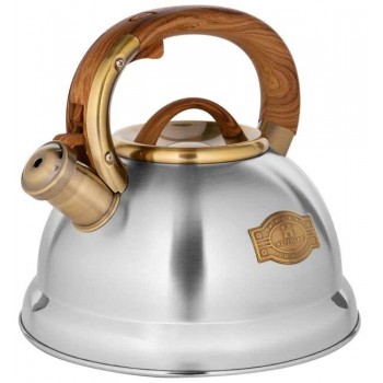 Чайник со свистком Hoffmann НМ 55194 3,3л (сшильдиком,бронза,дерев.ручка) (Код: УТ000034031)