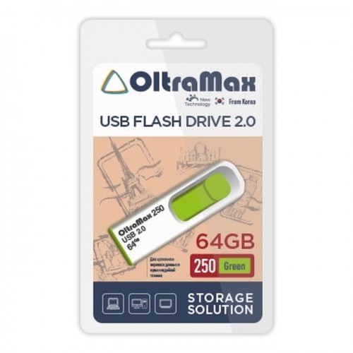 USB флэш-накопитель OltraMax 64GB 250 Green (Код: УТ000035403)
