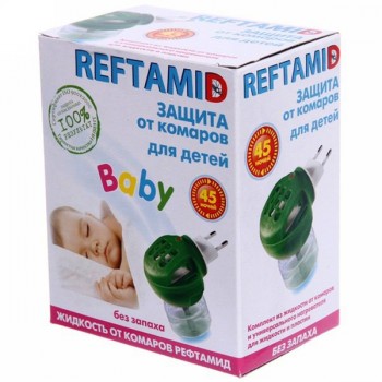 Репеллент "Рефтамид" Детский комплект фумигатор+флакон с жидкостью, 45 ночей, без запаха 16 (Код: УТ000007739)