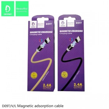 Кабель USB Magnetic Type-C Denmen D09T Nylon Material (1м/2,4A) Черный (Код: УТ000014754)