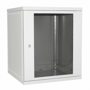 Шкаф настенный телекоммуникационный 19" 15U, Ш600xВ703x450, передняя дверь - стекло, серый (СН-15U-0 (Код: УТ000035162)