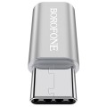 Переходник Type-C - микро USB (f) Borofone BV4, плоский, алюминий, цвет: серебряный (Код: УТ000005263)