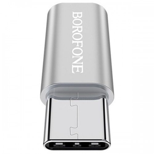 Переходник Type-C - микро USB (f) Borofone BV4, плоский, алюминий