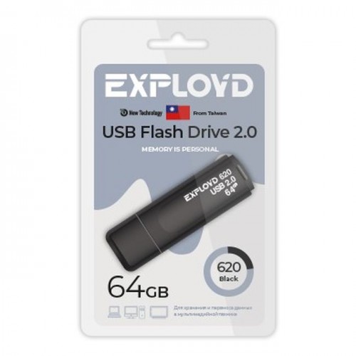 USB флэш-накопитель Exployd 64GB 620 Black 2.0 (Код: УТ000035480)