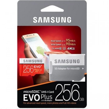 Карта памяти Samsung 256GB Class 10 Evo Plus U3 (R/W 100/90 MB/s) + SD adapter