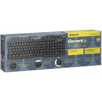 Клавиатура Defender Element HB-195 RU, беспроводная, черный,мультимедиа (Код: УТ000010987)