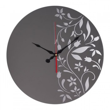 4042-002Z (5) Часы настенные зеркало d-39 см, матовое покрытие, открытая стрелка "Цветы" Рубин (Код: УТ000036565)