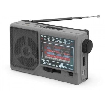 RITMIX RPR-151, серый Портативный восьмидиапазонный радиоприемник FM / AM / SW1-6. Функция MP3-плеера (читает файлы с microSD/USB н (Код: УТ000040720)