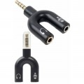 AUX Разветлитель KY148 3.5mm jack and Microfon (black) 20pcs (Код: УТ000032933)