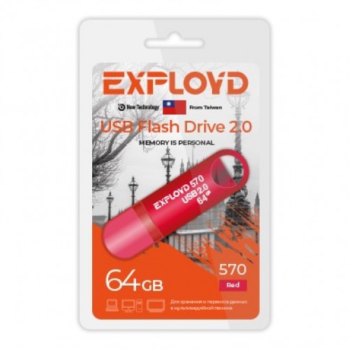 USB флэш-накопитель Exployd 64GB 570 Red (Код: УТ000035454)