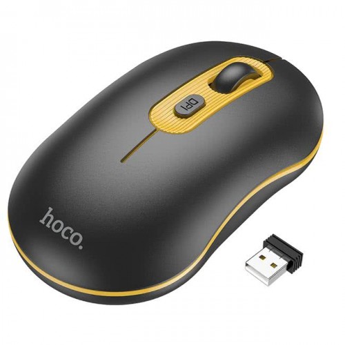 Мышь беспроводная HOCO GM21 Platinum, Bluetooth, черный+желтый (К