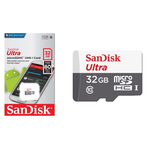 Карта памяти SanDisk 32GB Class 10 Ultra Android (80 Mb/s) + SD а