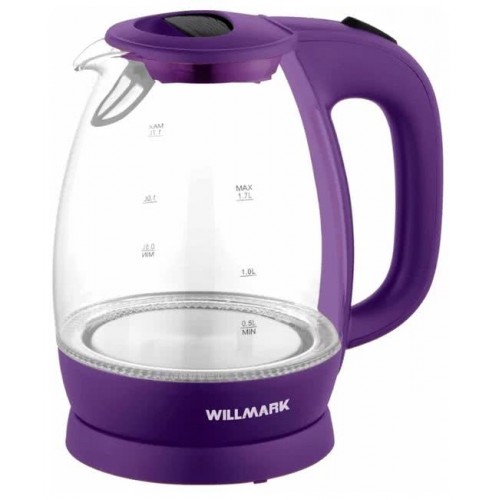 Чайник Willmark WEK-1705GV фиолетовый (1,7л,стекло,подсветка) (Ко