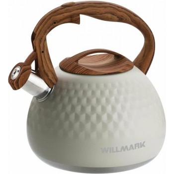 Чайник со свистком Willmark WTK-4122SS  (3л, со свистком, с крышкой, нейлоновая ручка,Кремово-белый) (Код: УТ000041177)