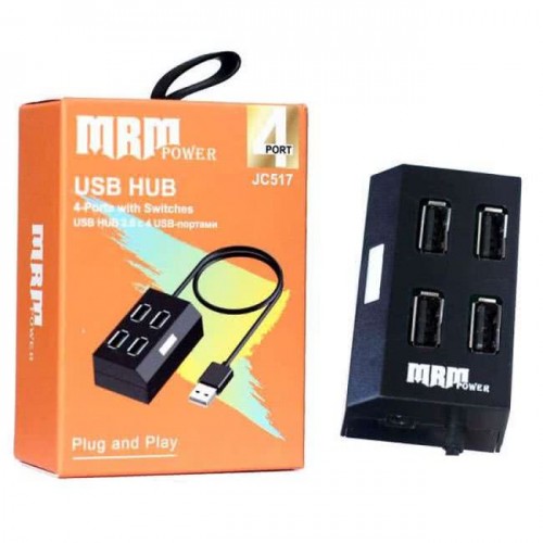 USB-разветвитель (Хаб)  JC517 4USB Ports 2.0 (Black) (Код: УТ0000