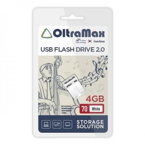 USB флэш-накопитель OltraMax 4GB 70 White (Код: УТ000040484)