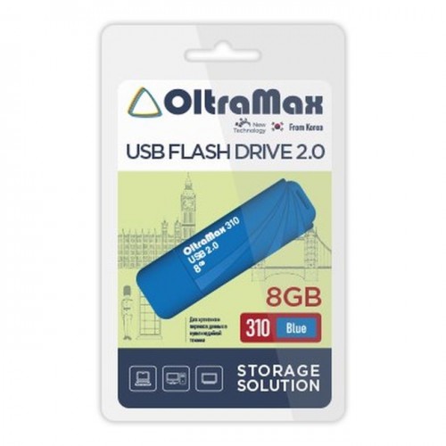 USB флэш-накопитель OltraMax 8GB 310 Blue 2.0 (Код: УТ000036674)