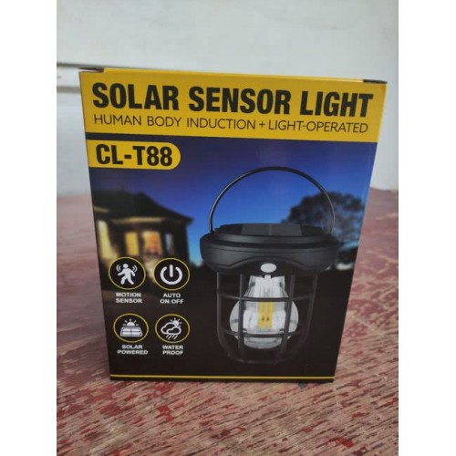 T88 SOLAR светильник уличный, желтый свет, датчик движения (Код: 