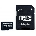 Карта памяти OltraMax 4GB microSDHC Class4 с адаптером SD (Код: УТ000032957)