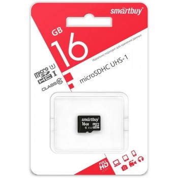 Карта памяти MicroSD  16GB  Smart Buy Class 10 UHS-I без адаптера (Код: УТ000037825)