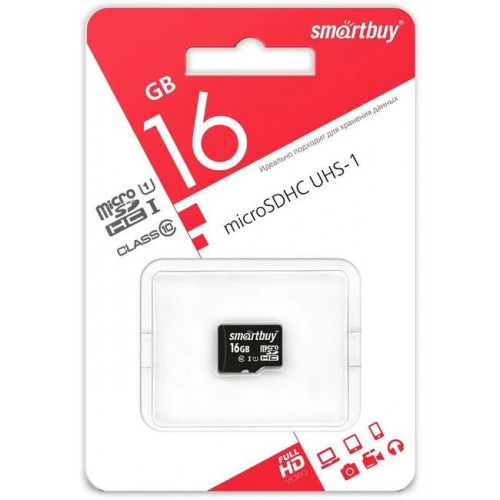 Карта памяти MicroSD  16GB  Smart Buy Class 10 UHS-I без адаптера