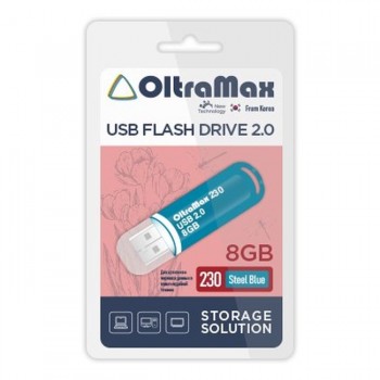 USB флэш-накопитель OltraMax 8GB 230 Steel Blue (Код: УТ000036672)