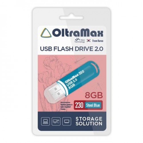 USB флэш-накопитель OltraMax 8GB 230 Steel Blue (Код: УТ000036672