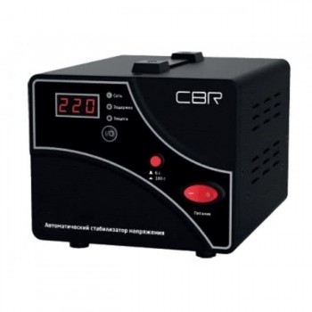 Стабилизатор напряжения CBR CVR 0207, 2000 ВА/1200 Вт,140–260 В, LED-индикация, вольтметр, 2 евророз (Код: УТ000023313)