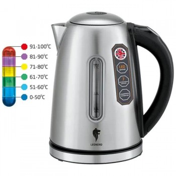 Чайник электрический Leonord LE- 1506 (2200Ватт, 1,7 л, 7 режимов выбора температуры, цветная шкала нагрева воды) стальной (Код: УТ000040081)